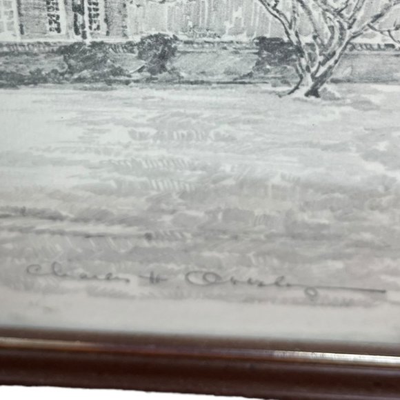 Vintage Framed Drawing The Capitol Williamsburg Virginia Signed Charles H Overly - Picture 8 of 15